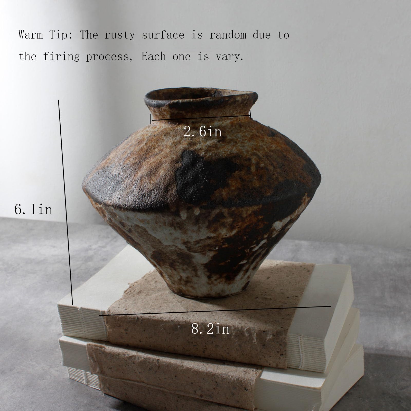 COZLIV Rusty Ceramic Vase, Wabi Sabi Decorative Pottery Flower Vase for Centerpieces, Table, Living Room, Bedroom, Bathroom, Retro Country Farmhouse Decor