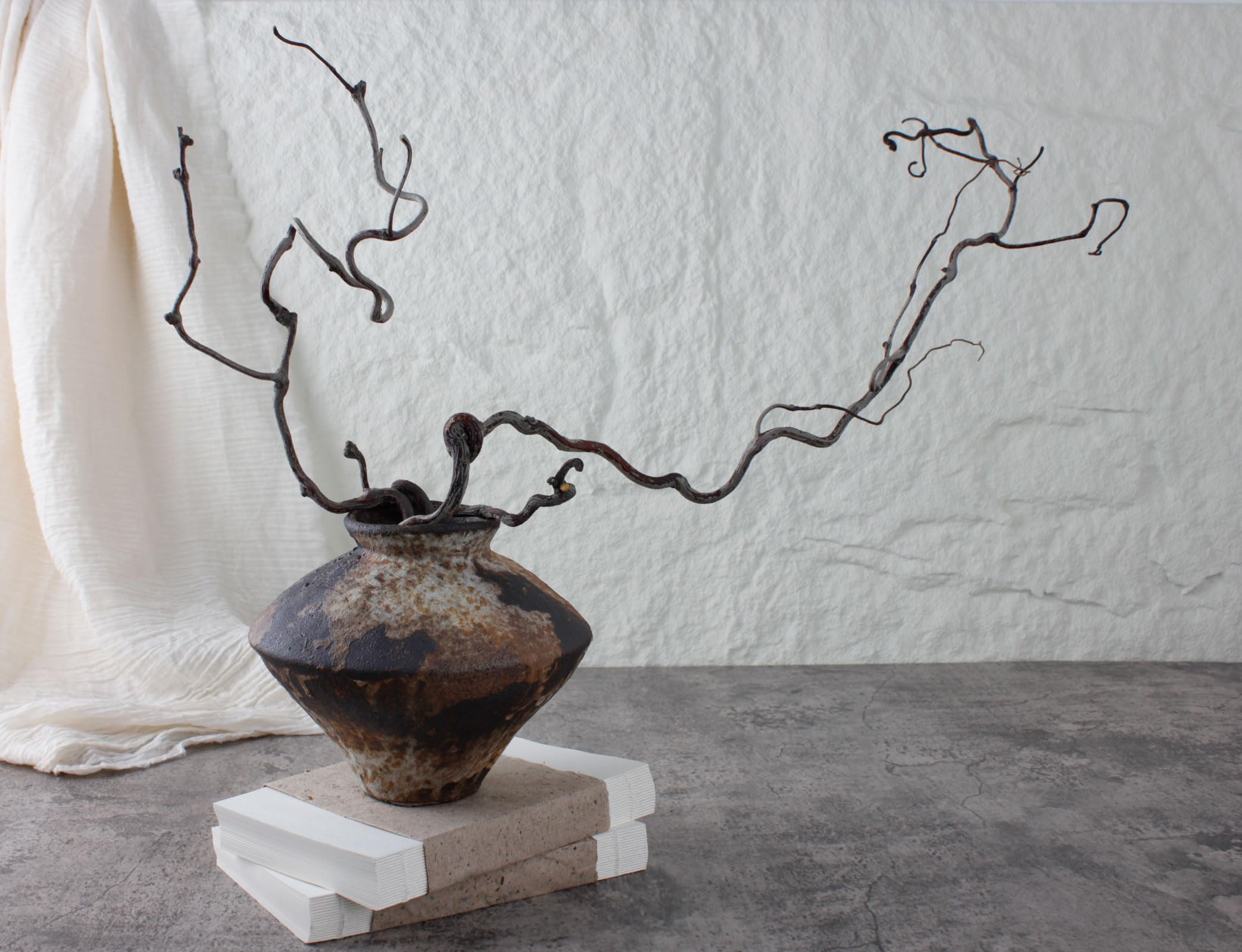 COZLIV Rusty Ceramic Vase, Wabi Sabi Decorative Pottery Flower Vase for Centerpieces, Table, Living Room, Bedroom, Bathroom, Retro Country Farmhouse Decor