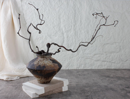 COZLIV Rusty Ceramic Vase, Wabi Sabi Decorative Pottery Flower Vase for Centerpieces, Table, Living Room, Bedroom, Bathroom, Retro Country Farmhouse Decor