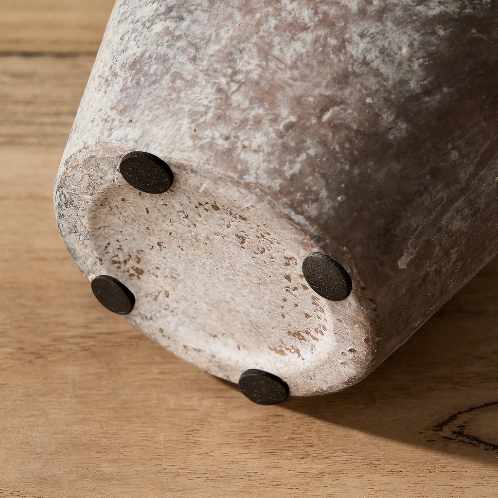 LUKA Ceramic Rustic Farmhouse Vase,9.25 inch Terracotta Vase with Handle,Neutral Tall Clay Vases Decorative Vases for Living Room,Table,Shelf Decor(Brown,L)