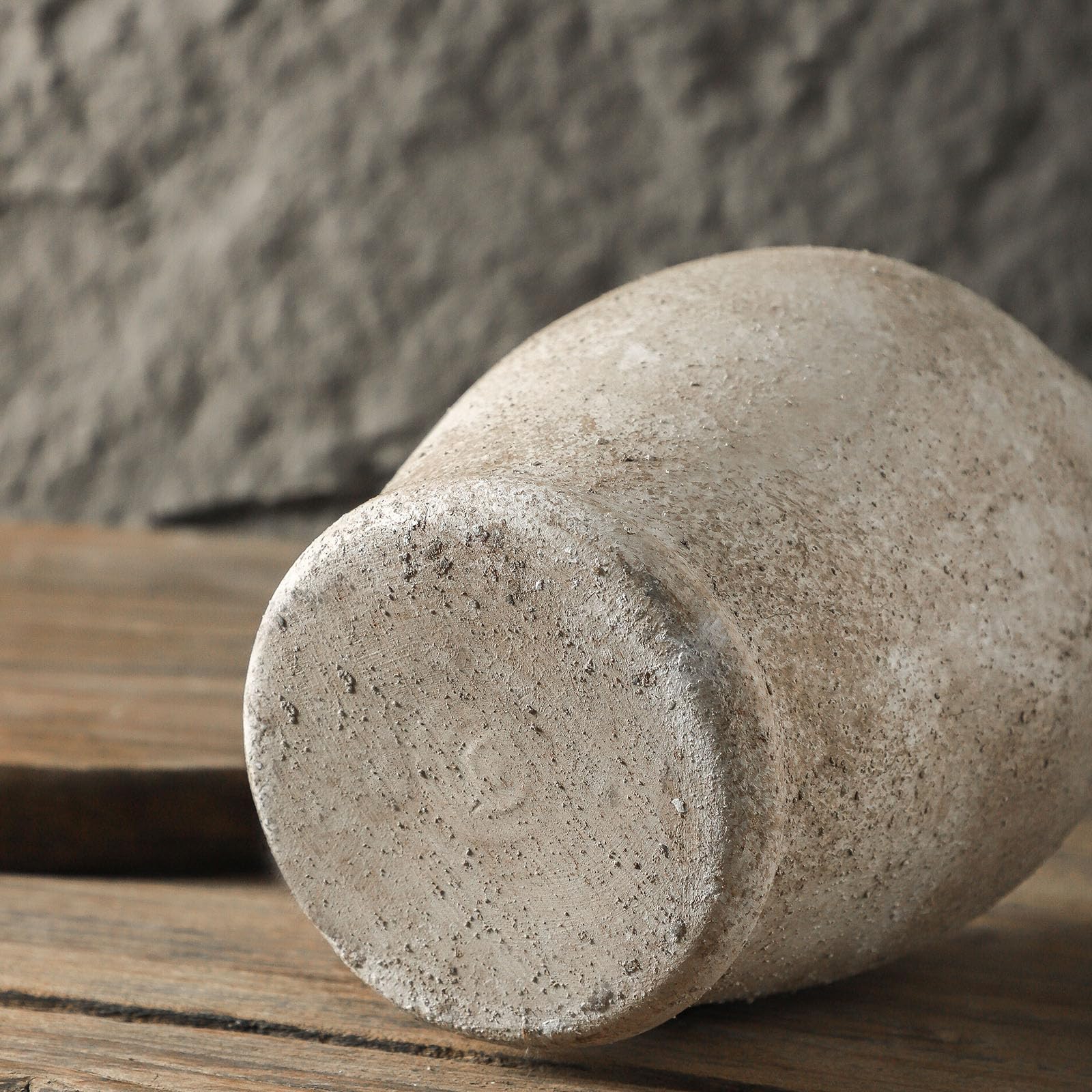 Handmade Rustic Ceramic Decorative vase, 8.3 x 5.5 inches, Off-White, Handcrafted in Vintage Style, Complements Rustic, Country, and Various Decor Themes.